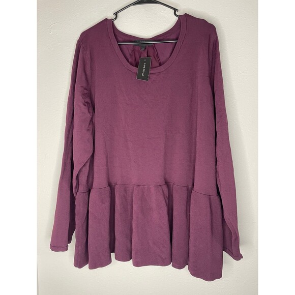 Lane Bryant Tops - Lane Bryant Deep Purple Peplum Top Size 26/28